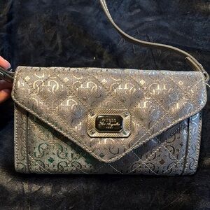 GUESS Metallic Silver Clutch
